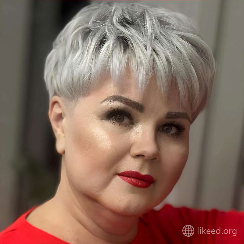 Chic Silver Pixie with Side Bangs