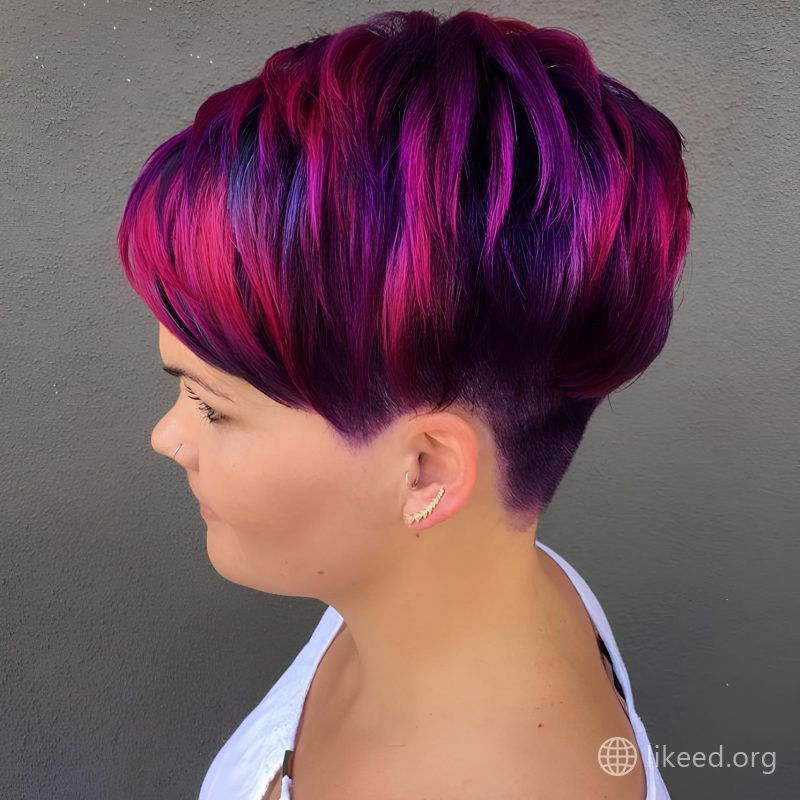 Deep Violet Undercut with Magenta Highlights