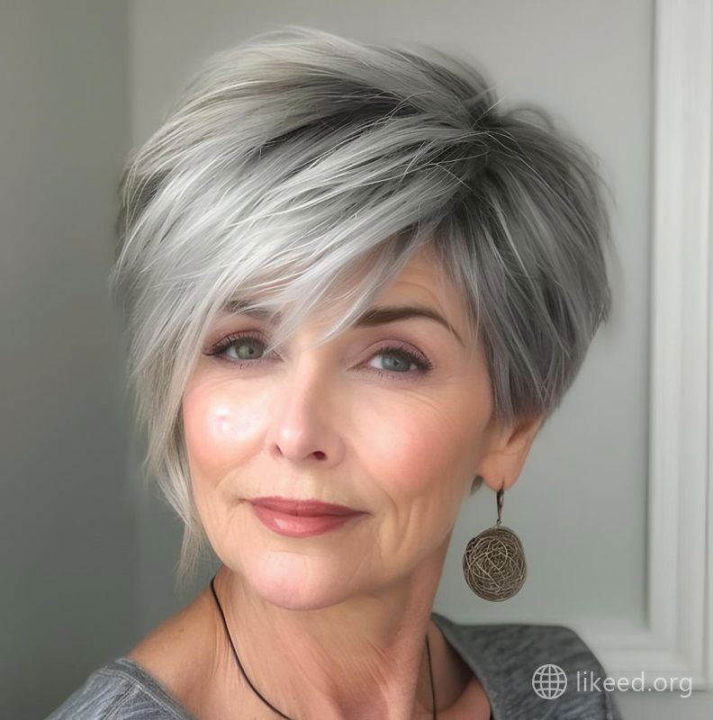 Graceful Gray: The Softly Textured Pixie