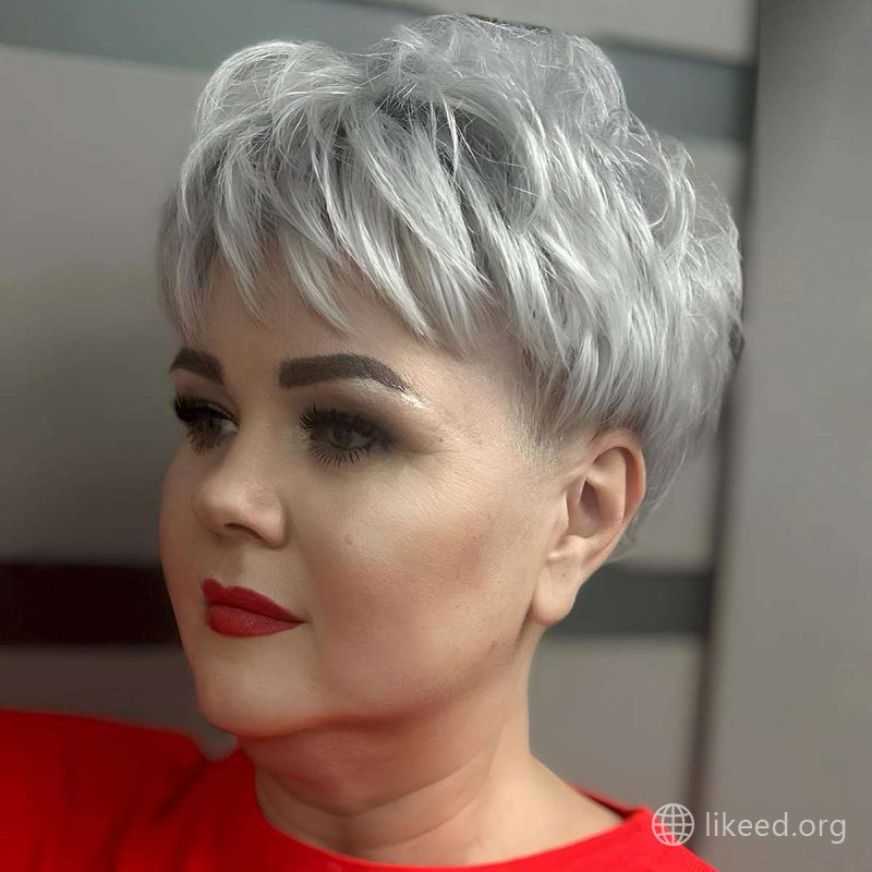 Textured Silver Pixie with Volume