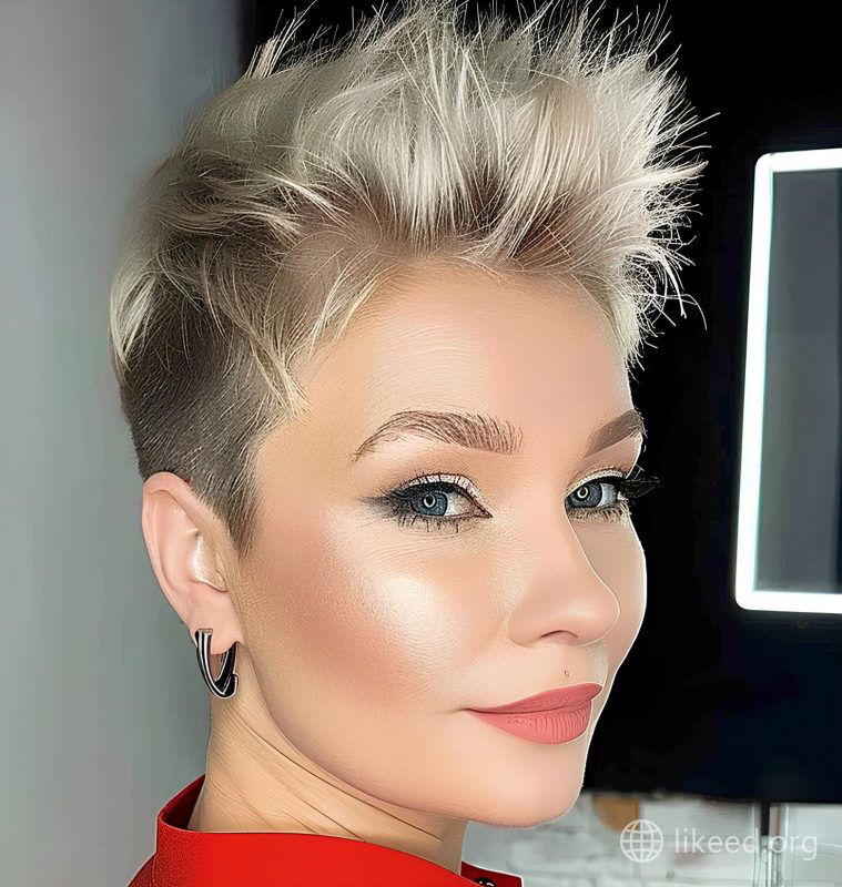 Sleek and Spiky Platinum Pixie
