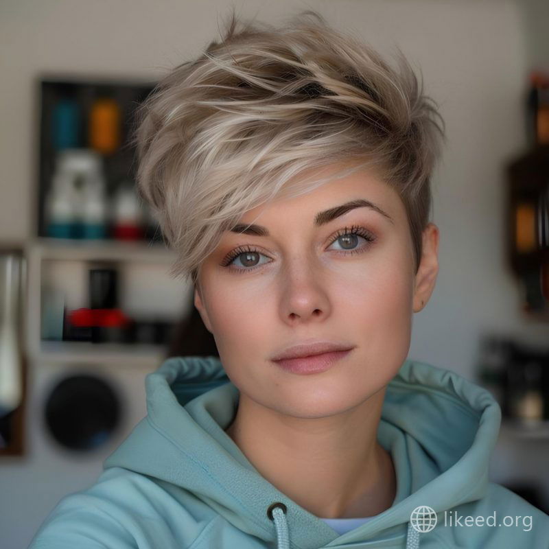Tousled Blonde Short Hair with Volume