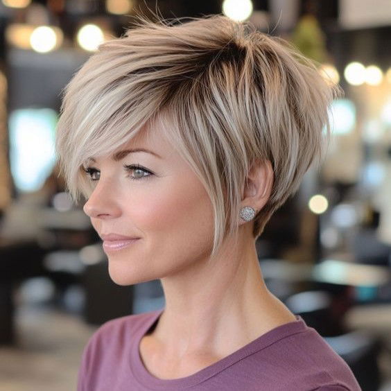 Chic Layered Pixie Bob with Side Bangs