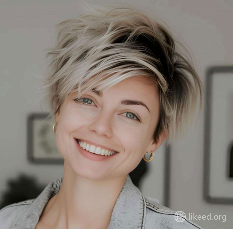 Playful Layered Pixie with Blonde Highlights