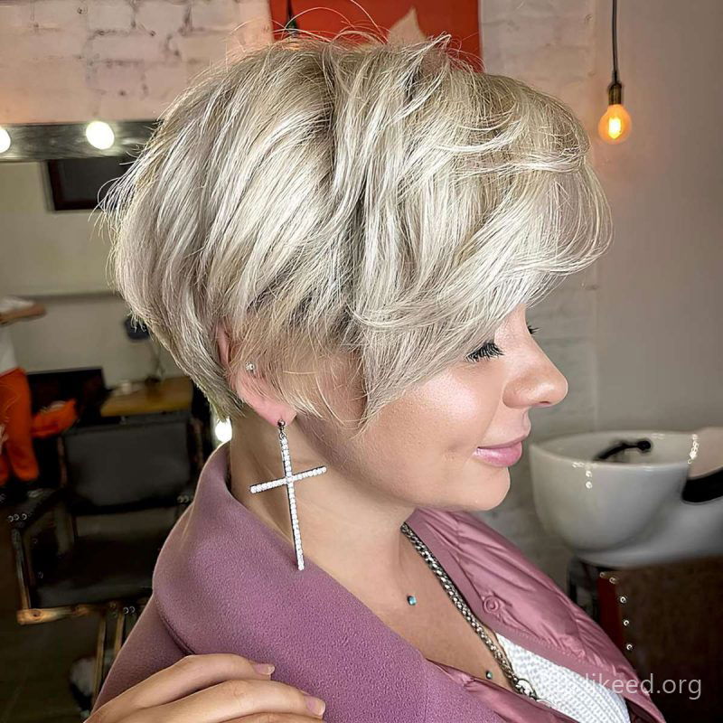Textured Blonde Bob with Side-Swept Bangs