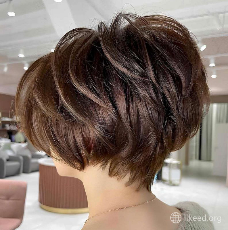 Textured Brown Pixie with Highlights