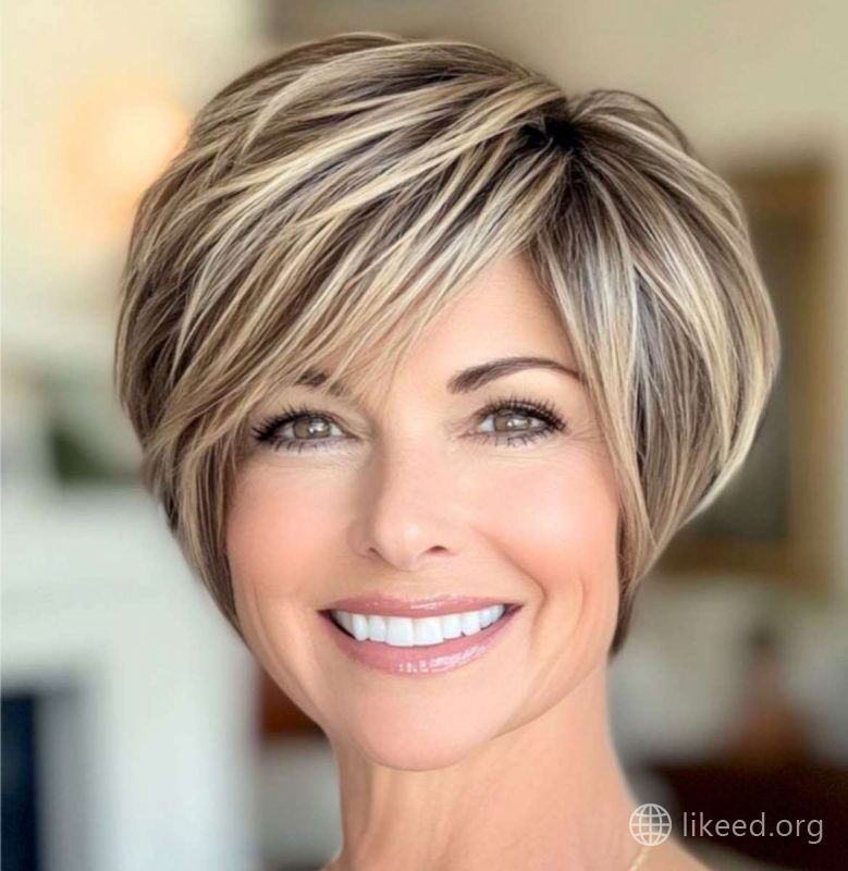 Layered Bob with Ashy Highlights for a Youthful Glow