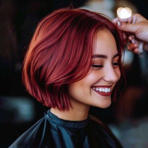 Bold Red Bob with Volume