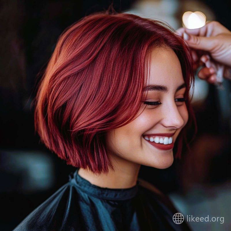 Bold Red Bob with Volume