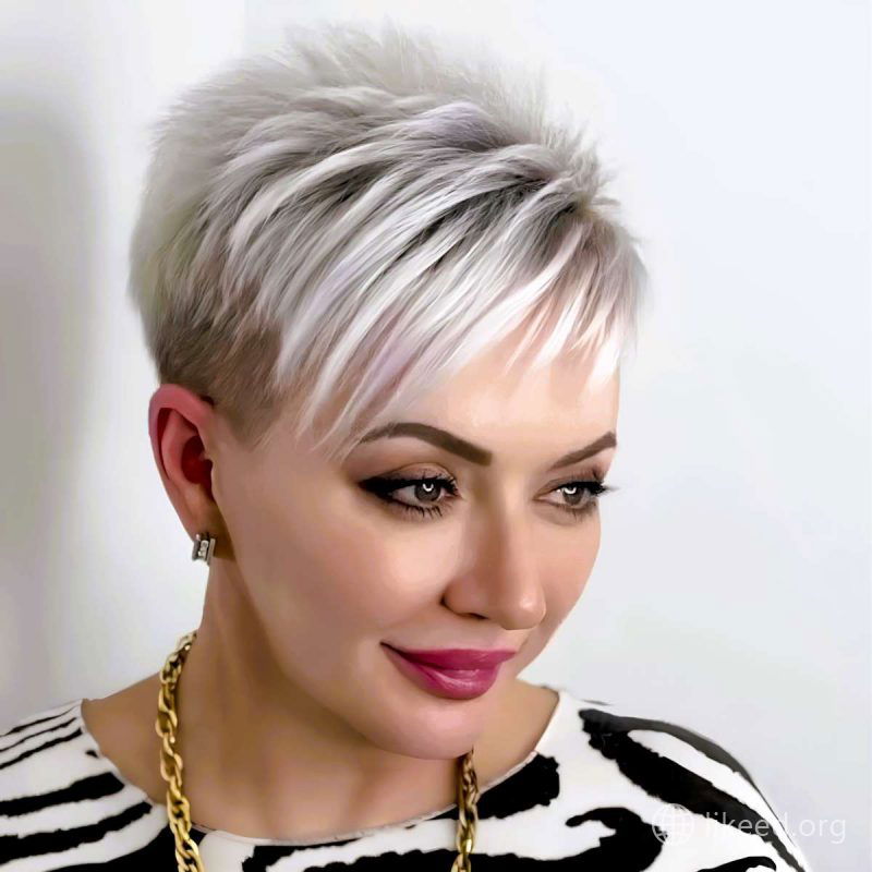 Platinum Pixie with Asymmetrical Bangs