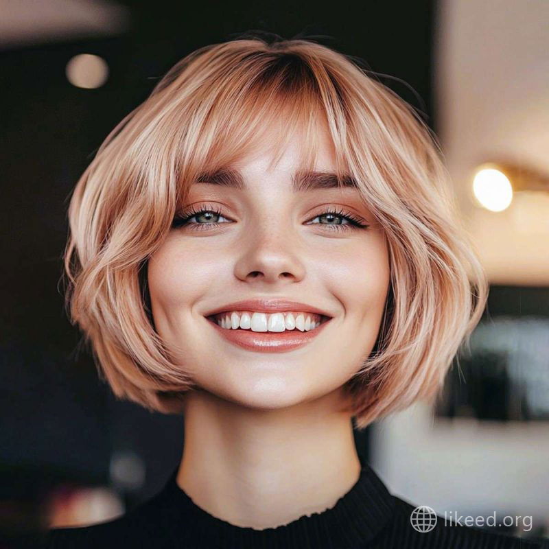 Short Bob with Curtain Bangs