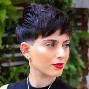 Sleek Black Undercut Pixie