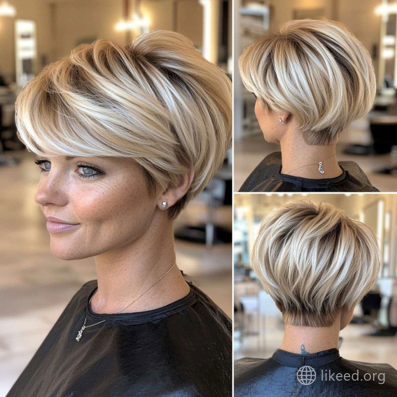 Soft Blonde Layered Pixie