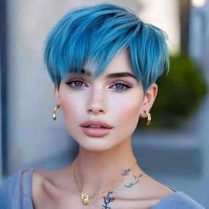 Cloud Blue Grace – Soft Textured Crop with a Feminine Edge