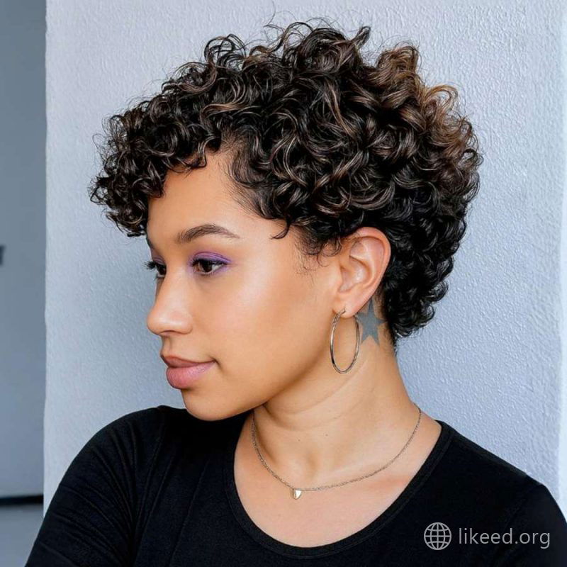 Defined Spiral Curls with Subtle Caramel Highlights
