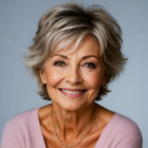 Elegant Feathered Bob for Mature Women