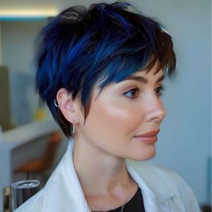Midnight Depth – Voluminous Pixie with Dimensional Color