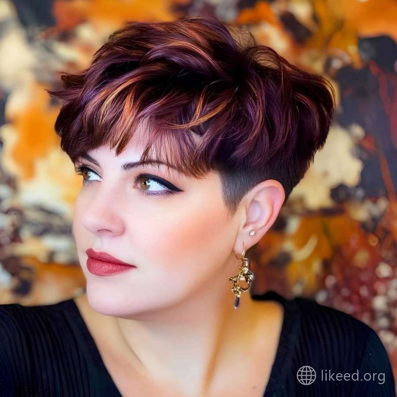 Plum Perfection: Soft Undercut with Voluminous Curls