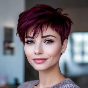 Plum Wine Pixie: Tousled Texture with Subtle Lift