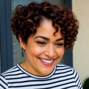 Polished Tapered Curls with Rich Chestnut Hue