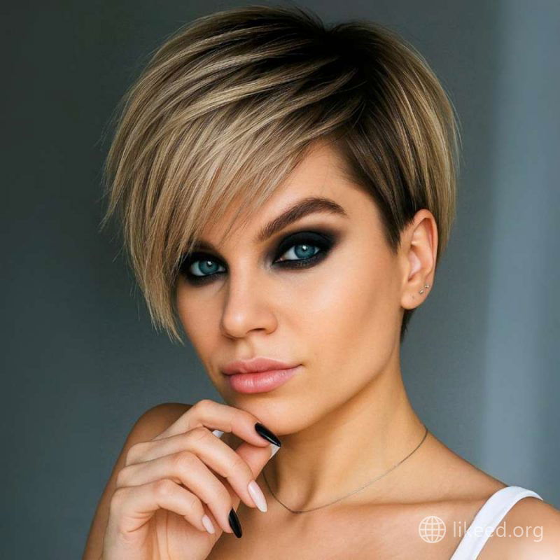 Smoky-Eyed Glam Pixie with Bold Side Layers